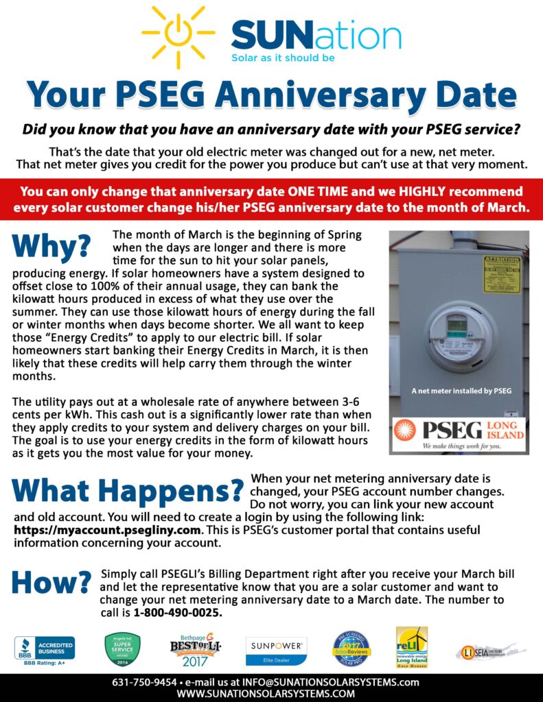 PSEG Anniversary Date SUNation Solar Systems